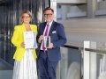 Verleihung des „Helga-Stödter-Preises der Handelskammer Hamburg“ 
am 19. September 2024 an Saint Brand GmbH,
André Klein und Cornelia Wagner, Managing Directors, Prof. Nobert Aust, Präses der Handelskammer Hamburg, ein Vertreter der Stödter-Stiftung